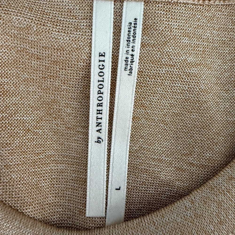 Anthropologie Metallic Gold Short Sleeve Crewneck Top - Picture 2 of 8